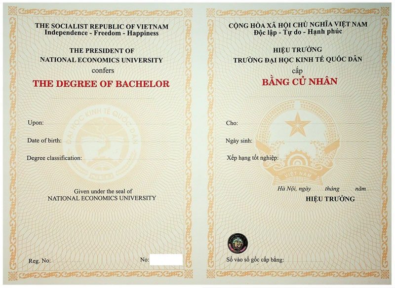 mẫu bằng cử nhân đại học